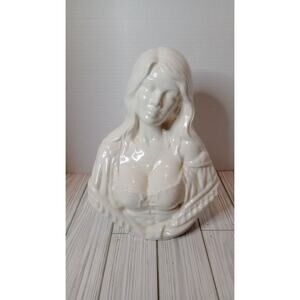 "Holland Mold" Ceramic Busty Female Half Body Statue of a French Maiden. Rare !!